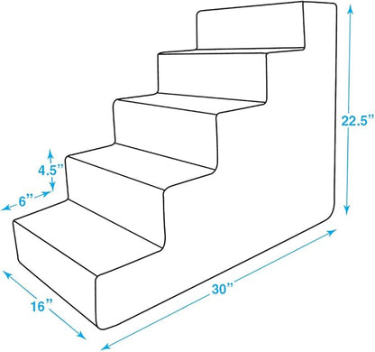Best Pet Supplies Dog Stairs for Small Dogs & Cats, Foam Pet Steps Portable Ramp for Couch Sofa and High Bed Non-Slip Balanced Indoor Step Support, Paw Safe No Assembly - Ivory, 5-Step