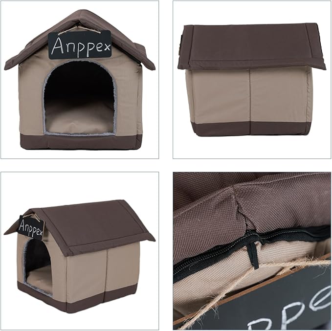 ANPPEX Medium Dog House Indoor,XL Size Indoor Dog House for Medium and Large Dogs,Covered Dog Bed with Cushion,Brown