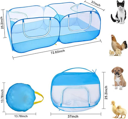 Portable Chicken Coop Chicken Run with Removable Bottom,Large Foldable Pet Enclosure for Puppy Duck Kitten Rabbits Indoor Outdoor Yard(Blue)
