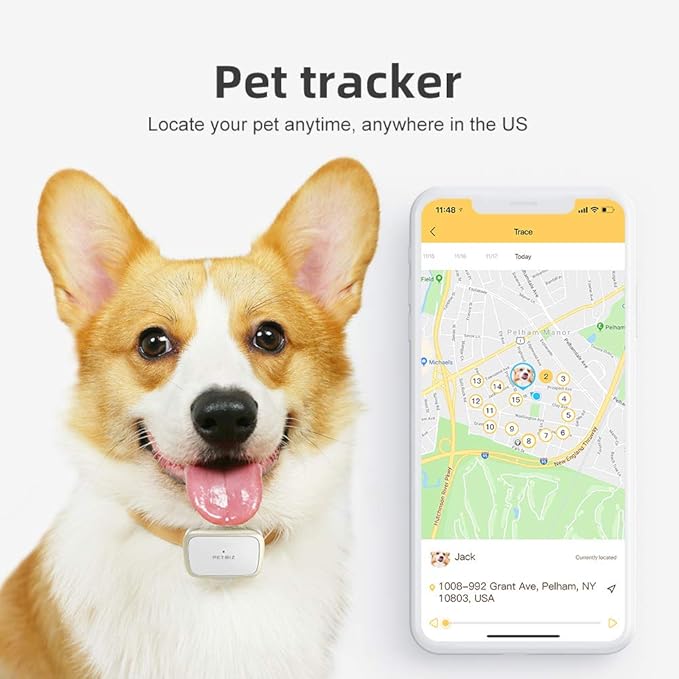 G1-US GPS Pet Tracker, 30 Days Ultra Long-Lasting Battery Lightweight Waterproof pet Finder (White) (White)