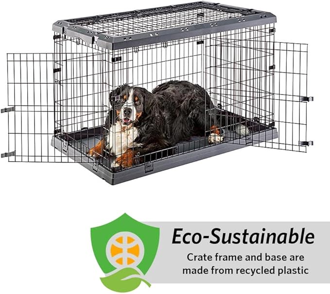 Ferplast Superior Hybrid ECO Dog Crate and Playpen, Environmentally Friendly Dog Crate Made with Recycled Plastic, 48-Inch, Gray