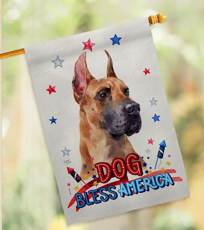 Breeze Decor Patriotic Fawn Dane Garden House Flag-Kit Dog Puppy Spoiled Paw Canine Fur Pet Nature Farm Animal Creature Decoration Banner Small Yard Gift Double-Sided, Made in USA