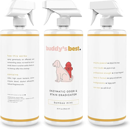 Buddy's Best Dog Gift Box for Holidays & Special Occasions - Pet Package with Odor Eradicator (32oz), Oral Care Gel (2oz), and Shampoo Bottles, Coconut Vanilla (16oz) & Ripe Melon (16oz)
