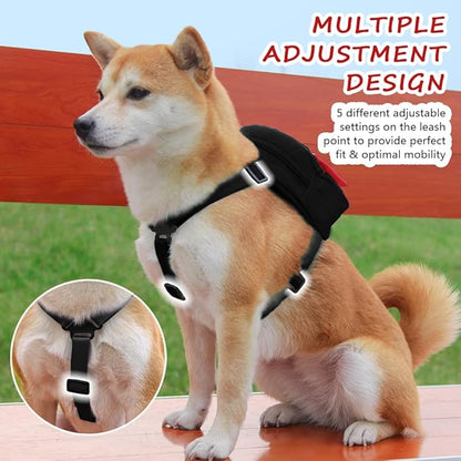 Dog Backpack for Small Dogs to Wear,Cute Pet Puppy Harness Backpacks with Leash Adjustable Dog Self Carrier Bag for Travel Hiking Daily Walking (S, Black)
