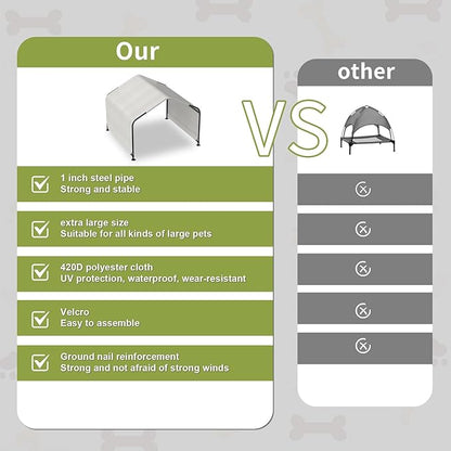 YAZ&OUZ Dog House Outdoor Large Breed, Dog Shade for Outside, 4'x4'x3' Outdoor Dog House Weatherproof & Snowproof with Sturdy Steel Frame & Ground Nails, Chicken House, Duck House