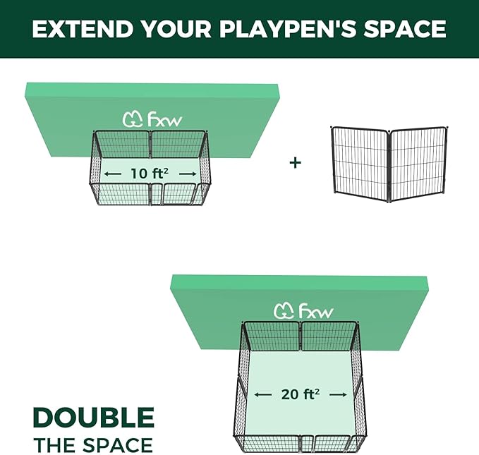 FXW Homeplus Dog Playpen for Indoor Use - Stress-Free and Safe Play, Heavy Duty 32 Inch 2 Panels Dog Pen for Puppies, Small and Medium Dogs, Black│Patented