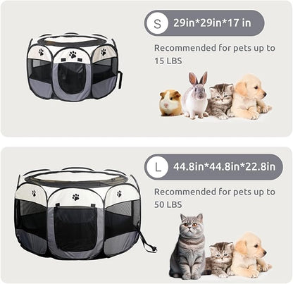 Portable Pet Playpen, Dog Playpen Foldable Pet Exercise Pen Tents Cat House Playground for Puppy Kitten Indoor Outdoor Travel Camping Use