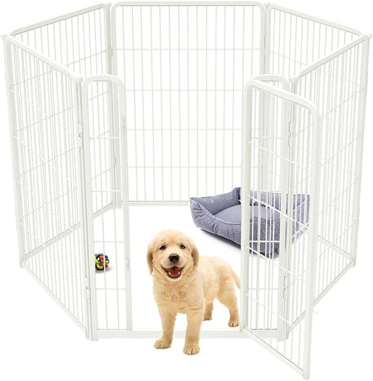 FXW Homeplus Dog Playpen for Indoor Use - Stress-Free and Safe Play, Heavy Duty 40 Inch 6 Panels Dog Pen for Medium and Large Dogs, White│Patented