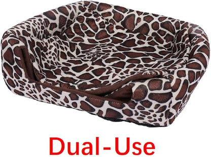 Spring Fever Hamster Guinea Pig Rabbit Dog Cat Chinchilla Hedgehog Bird Small Animal Pet Bed House Hideout Cage Accessorie E Leopard XL (18.9 * 18.9 inch)