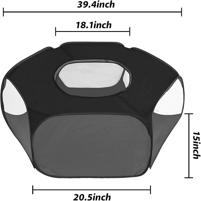 Portable Pet Tent Small Animal Pet Playpen Breathable Transparent Pet Tent with Zipper Top Cover Indoor Outdoor Foldable Cage Exercise Yard Fence for Kitten Puppy Guinea Pig Small Dogs Cats