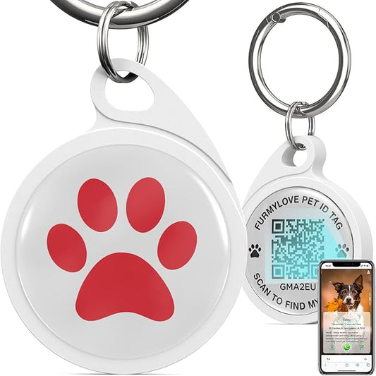 QR Code Dog Tag, Smart ID Tags, Dog Tags Personalized Lightweight Silent ID Tag for Kids Pets Bags Keys, Red