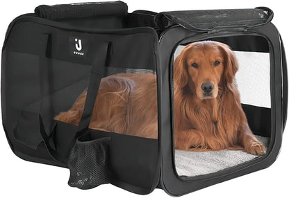 Folding Soft Dog Crate, Collapsible Dog Crate for Large Dogs, Portable Travel Dog Crate, 36"x25"x25" Dog Carrier Travel Bag with Upgrade Fleece Pad