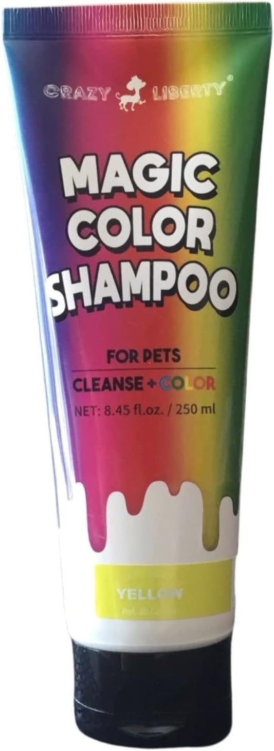 Magic Color Shampoos (Yellow). Semi-Permanent Pet Hair Coloring Shampoo, Safe and Gentle Ammonia and Paraben Free Hair Dye Shampoo, Non-Toxic Coloring Shampoo for All Pets Can be Bathed.
