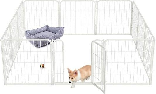 FXW Homeplus Dog Playpen for Indoor Use - Stress-Free and Safe Play, Heavy Duty 24 Inch 12 Panels Dog Pen for Puppies & Small Dogs, White│Patented