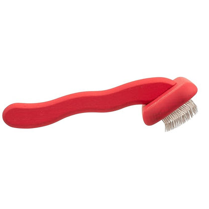 Chris Christensen Mark II Slicker Brush, Groom Like a Professinal, Stainless Steel Pins, Lightweight Beech Wood Body, Ground and Polished Tips, Red Small