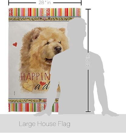 Breeze Decor Cream Chow Happiness House Flag Pack Dog Puppy Spoiled Paw Canine Fur Pet Nature Farm Animal Creature Embroidery Banner Small Garden Yard Gift Double-Sided, Made in USA