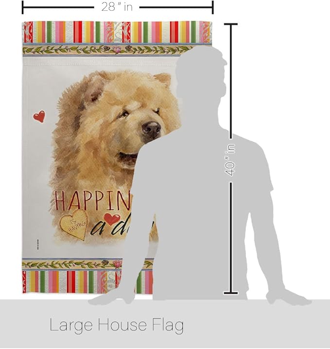 Breeze Decor Cream Chow Happiness House Flag Pack Dog Puppy Spoiled Paw Canine Fur Pet Nature Farm Animal Creature Vintage Applique Banner Small Garden Yard Gift Double-Sided, Made in USA