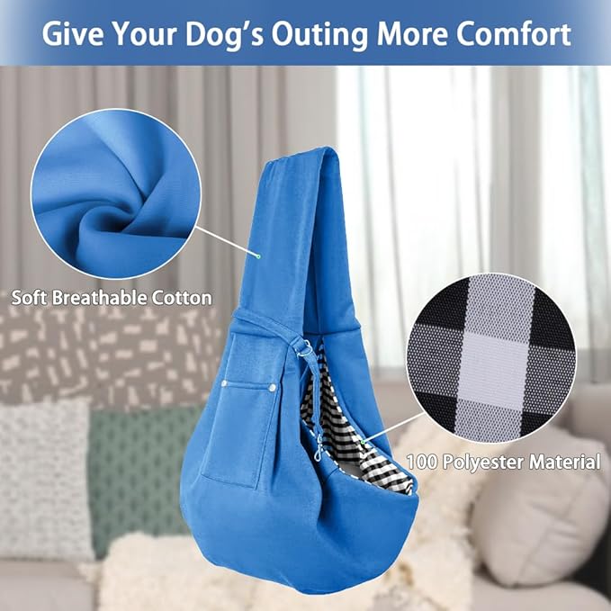 FEimaX Dog Sling Carrier, Pet Papoose Slings Bag for Small Dogs Cats, Puppy Hands Free Satchel Tote Pouch Carriers Doggie Crossbody Shoulder Carry Bags for Outdoor Travel (Blue)