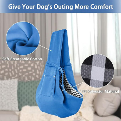 FEimaX Dog Sling Carrier, Pet Papoose Slings Bag for Small Dogs Cats, Puppy Hands Free Satchel Tote Pouch Carriers Doggie Crossbody Shoulder Carry Bags for Outdoor Travel (Blue)