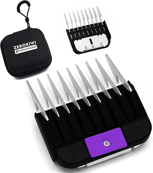 Professional A5 Style Animal Clipper Stainless Steel Color-Coded Snap-on Attachment Guard Guide Comb, 1/8"-1" Compatible with Wahl KM Series Oster A5 Andis Detachable Blade Pet Groomers (#2 - 1/4")