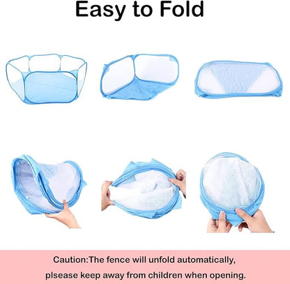 Small Animal Cage Tent Breathable & Transparent Pet Playpen Pop Open Outdoor/Indoor Exercise Fence, Portable Yard Fence for Guinea Pig, Rabbits, Hamster, Chinchillas and Hedgehogs (Low barriers)