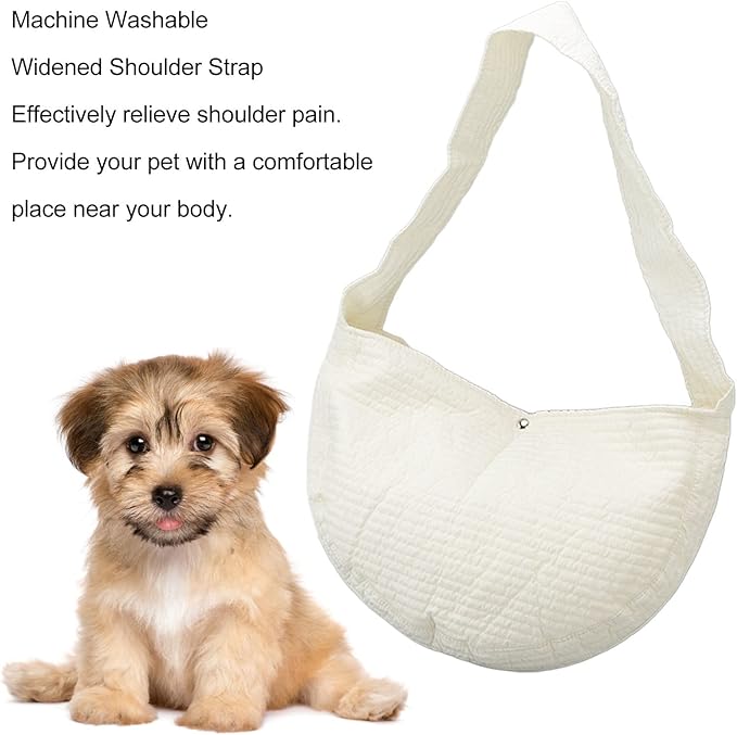 Asixxsix Dog Sling Carrier, Breathable Hand Safe Pet Sling Carrier Soft Comfortable Cat Sling Carrier with Widen Shoulder Strap for Outdoor, Traveling, Subway, Small Dogs,