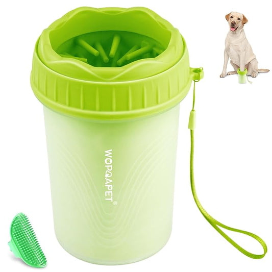 Portable Silicone Bristles Dog Foot Washer and Muddy Paw Cleaning Brush - A Great Gift, Free Bath Brush Included - Medium, Green