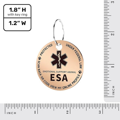MYLUCKYTAG QR Code ESA Emotional Support Dog ID Tag - Pet Online Profile - Scan QR Receive Instant Pet Location Alert Email