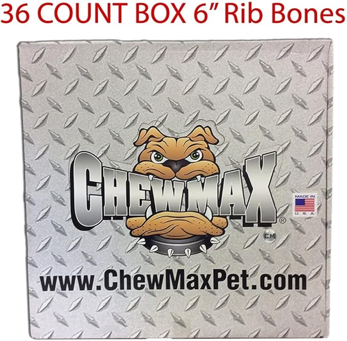 Roasted Rib Bones 36 Count of 6 Inch 100% Natural Roasted Rib Bones Made in the USA