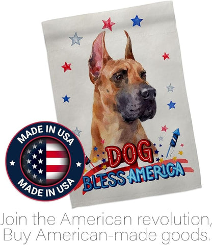 Breeze Decor Patriotic Fawn Dane Garden House Flag-Kit Dog Puppy Spoiled Paw Canine Fur Pet Nature Farm Animal Creature Decoration Banner Small Yard Gift Double-Sided, Made in USA
