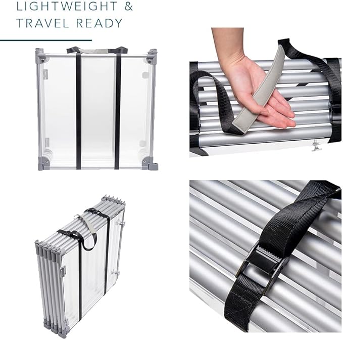 Front Row Foldable Dog Playpen – Durable and Portable Puppy Playpen for Exercise, Rest & Play – Clear Fence Panels with Aluminum Rods and Crate for Dogs and Other Small Pets (Silver, 8-Panel)