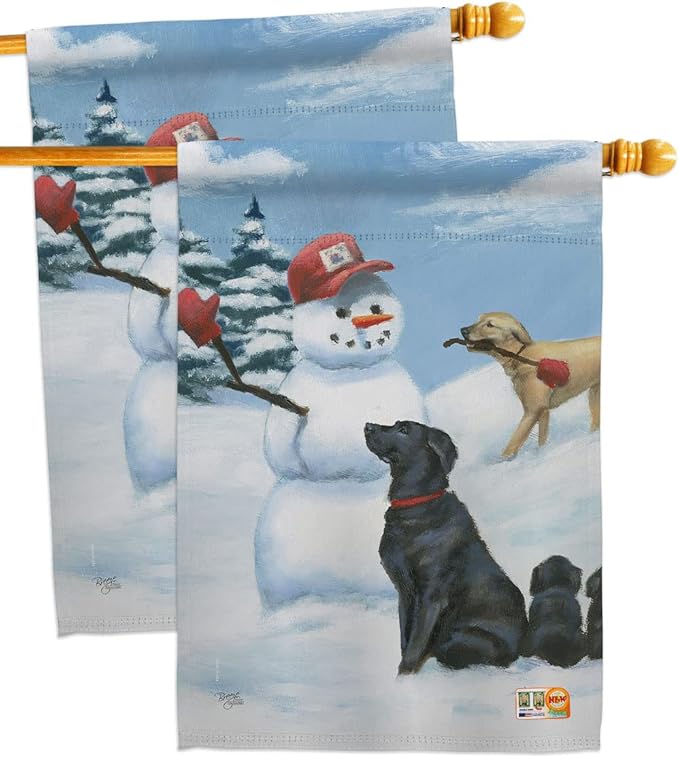 Breeze Decor Snow Pals House Flag 2 pcs Pack Dog Puppy Spoiled Paw Canine Fur Pet Nature Farm Animal Creature Decoration Banner Small Garden Yard Gift Double-Sided, Made in USA