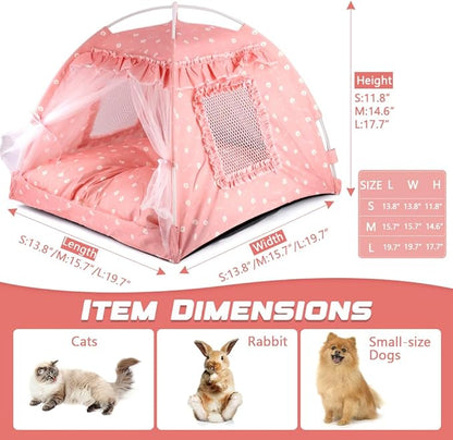 pawstrip Dog Tent Indoor Cat House Pink Puppy Bed Portable Pet Teepe Princess Dog Camping Tent Outdoor Kitten Houses Cute Bunny Nest Girl Kitty Cave