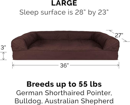 Furhaven Orthopedic Dog Bed for Large/Medium Dogs w/ Removable Bolsters & Washable Cover, For Dogs Up to 55 lbs - Quilted Sofa - Coffee, Large, (Quilted) Coffee