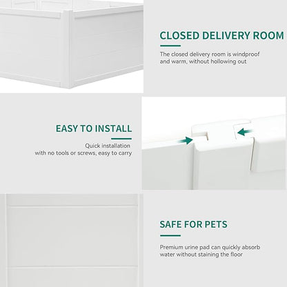 YITAHOME Whelping Box for Dogs/Puppies: Large Indoor Outdoor Playpen with Removable Doors, Washable Pads, Portable Puppy Brooder 39.4" L x 39.4" W x 17.7" H