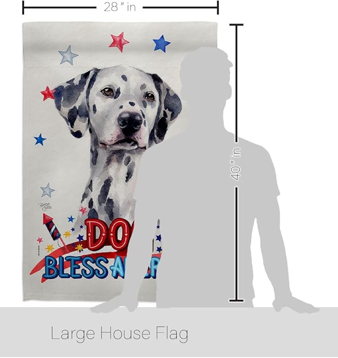 Breeze Decor Patriotic Dalmatian House Flag 2 pcs Pack Dog Puppy Spoiled Paw Canine Fur Pet Nature Farm Animal Creature Decoration Banner Small Garden Yard Gift Double-Sided, Made in USA