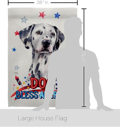 Breeze Decor Patriotic Dalmatian House Flag 2 pcs Pack Dog Puppy Spoiled Paw Canine Fur Pet Nature Farm Animal Creature Decoration Banner Small Garden Yard Gift Double-Sided, Made in USA