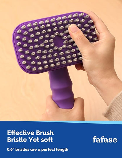 Pet Grooming Brush - Versatile for Bathing, Grooming, and Massaging Short and Long Hair Dogs, Cats, Rabbits (Purple)