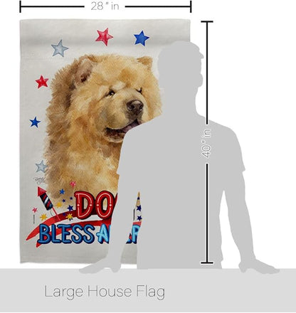 Breeze Decor Patriotic Cream Chow House Flag Set Dog Puppy Spoiled Paw Canine Fur Pet Nature Farm Animal Creature Decoration Banner Small Garden Yard Gift Double-Sided, Made in USA