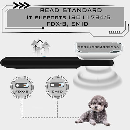 Smoostart Bluetooth Microchip Scanner, 1000 Records Increased Huge Data Storage Upload to PC & Mobile Phone, Scanning Distance and Speed Increase, Compatible with FDX-B/EMID Microchips