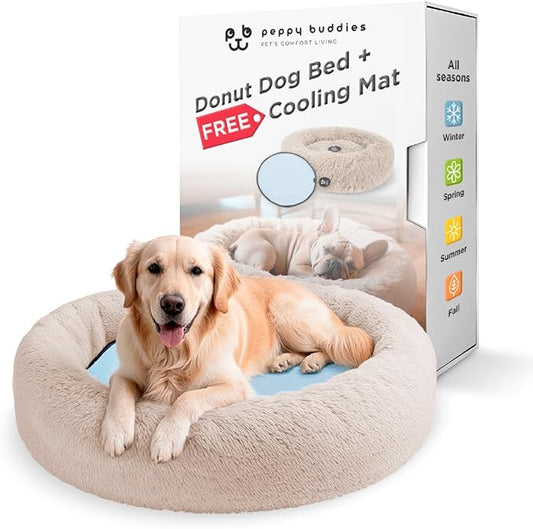 Large Donut Dog Bed, Calming Dog Bed Washable Ideal for Small to Large Dogs and Cats & Round Dog Bed,Anti-Anxiety Multiple Sizes (37.5" L x 37.5" W x 8.5" Th)