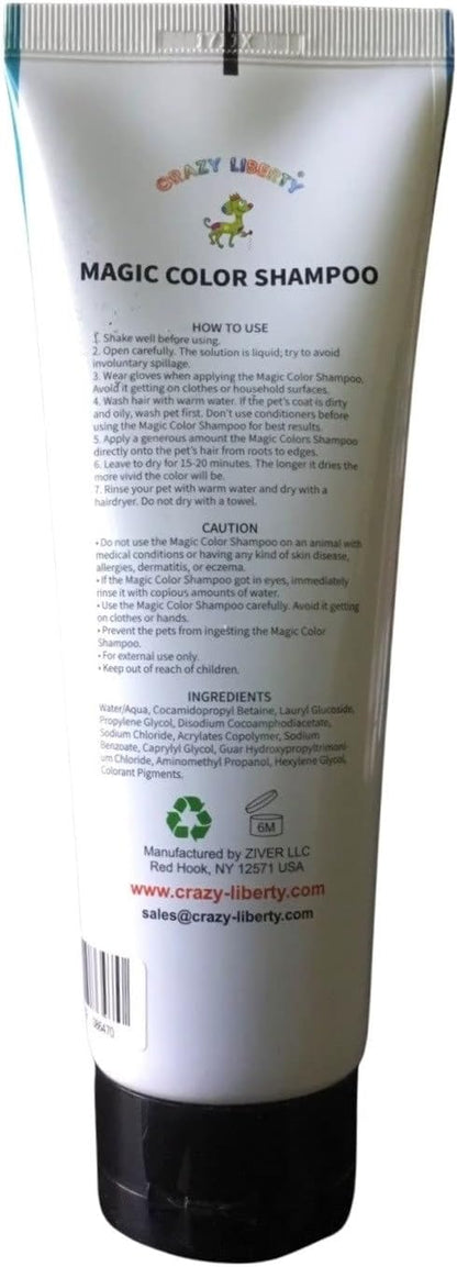 Magic Color Shampoos (Blue). Semi-Permanent Pet Hair Coloring Shampoo, Safe and Gentle Ammonia and Paraben Free Hair Dye Shampoo, Non-Toxic Coloring Shampoo for All Pets Can be Bathed.