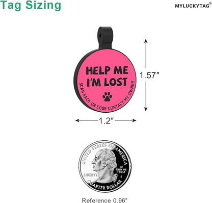 MYLUCKYTAG Silent Silicone QR Code Pet ID Tags Dog Tags - Pet Online Profile - Scan QR Receive Instant Pet Location Alert Email