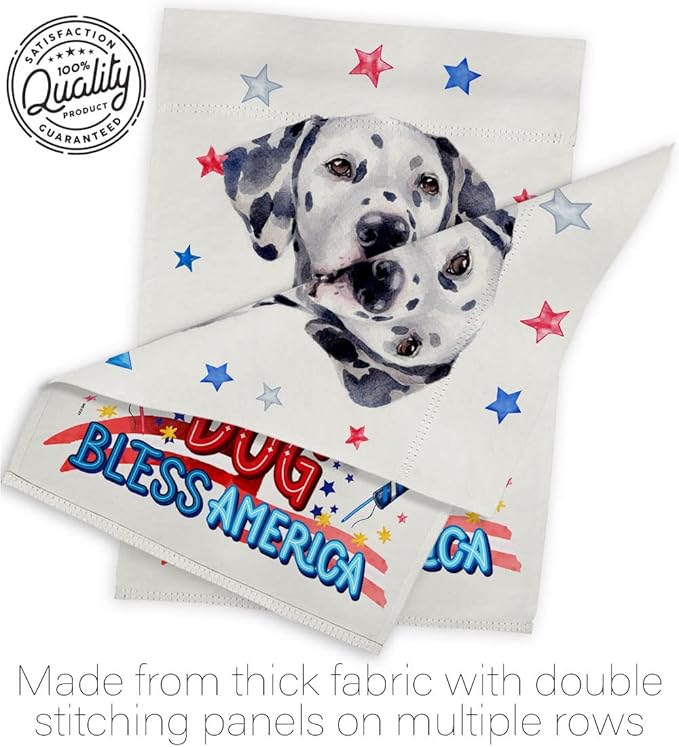 Breeze Decor Patriotic Dalmatian House Flag 2 pcs Pack Dog Puppy Spoiled Paw Canine Fur Pet Nature Farm Animal Creature Decoration Banner Small Garden Yard Gift Double-Sided, Made in USA