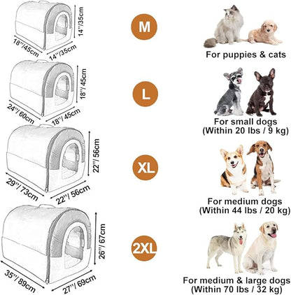 ANPPEX Large Igloo Dog House Indoor,2XL Size Dog Cave for Large and Medium Dogs,2-in-1 Washable Covered Dog Bed,Blue