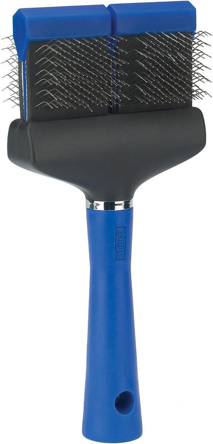 Master Grooming Tools Double-Sided Extra Firm Flexible Slicker Brushes—Versatile Brushes for Grooming Dogs - Blue, 8"L x 4"W, Large