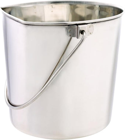 ProSelect Stainless Steel Flat Sided Pails — Durable Pails for Fences, Cages, Crates, or Kennels - 8¾", 6-Quart