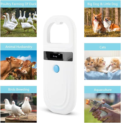 Watris Veiyi Dog Microchip Reader, Pet Microchip Scanner with OLED Display Screen, Pet Chip ID Scanner Supports FDX-B (ISO11784/11785) and EMID Microchips, for Animal Management