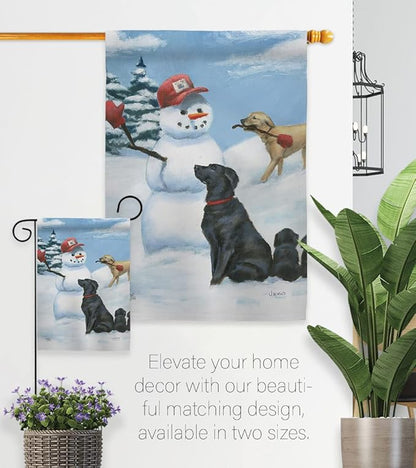 Breeze Decor Snow Pals House Flag 2 pcs Pack Dog Puppy Spoiled Paw Canine Fur Pet Nature Farm Animal Creature Decoration Banner Small Garden Yard Gift Double-Sided, Made in USA