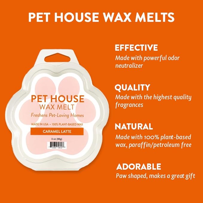 One Fur All Caramel Latte Pet Odor Eliminating Wax Melts - Pack of 2, Long-Lasting Natural Scent